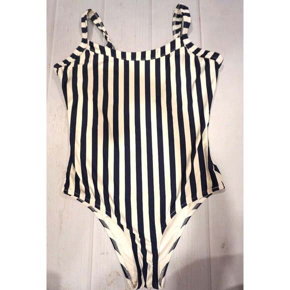 aerie Other - Aerie Blue & White Vertical Stripes One Piece Cheeky Bathing Suit - Size M
